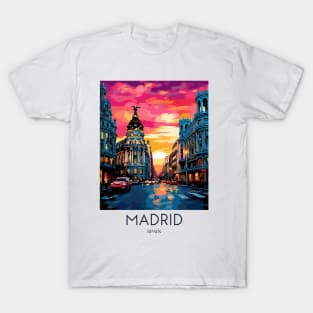 A Pop Art Travel Print of Madrid - Spain T-Shirt